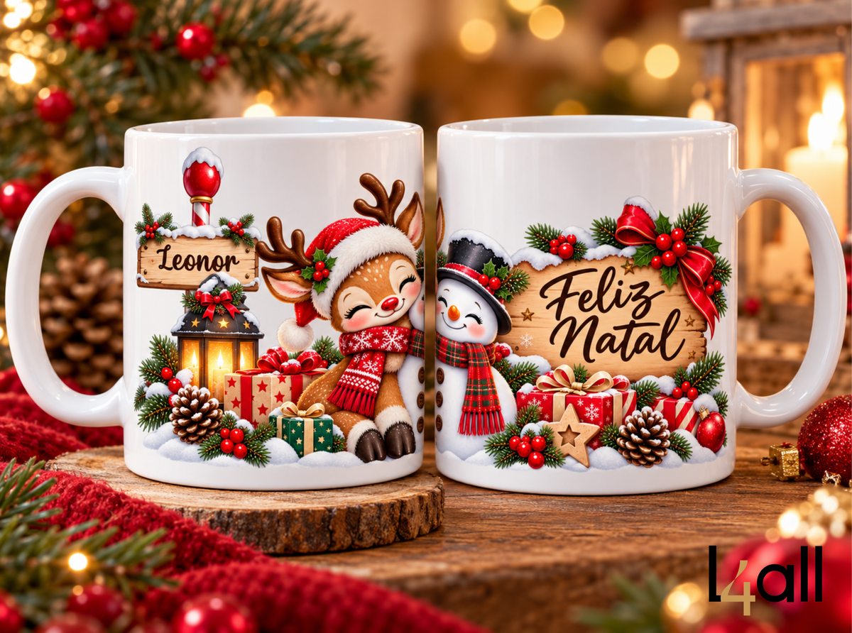 Caneca de Natal Personalizada | Abraços de Natal