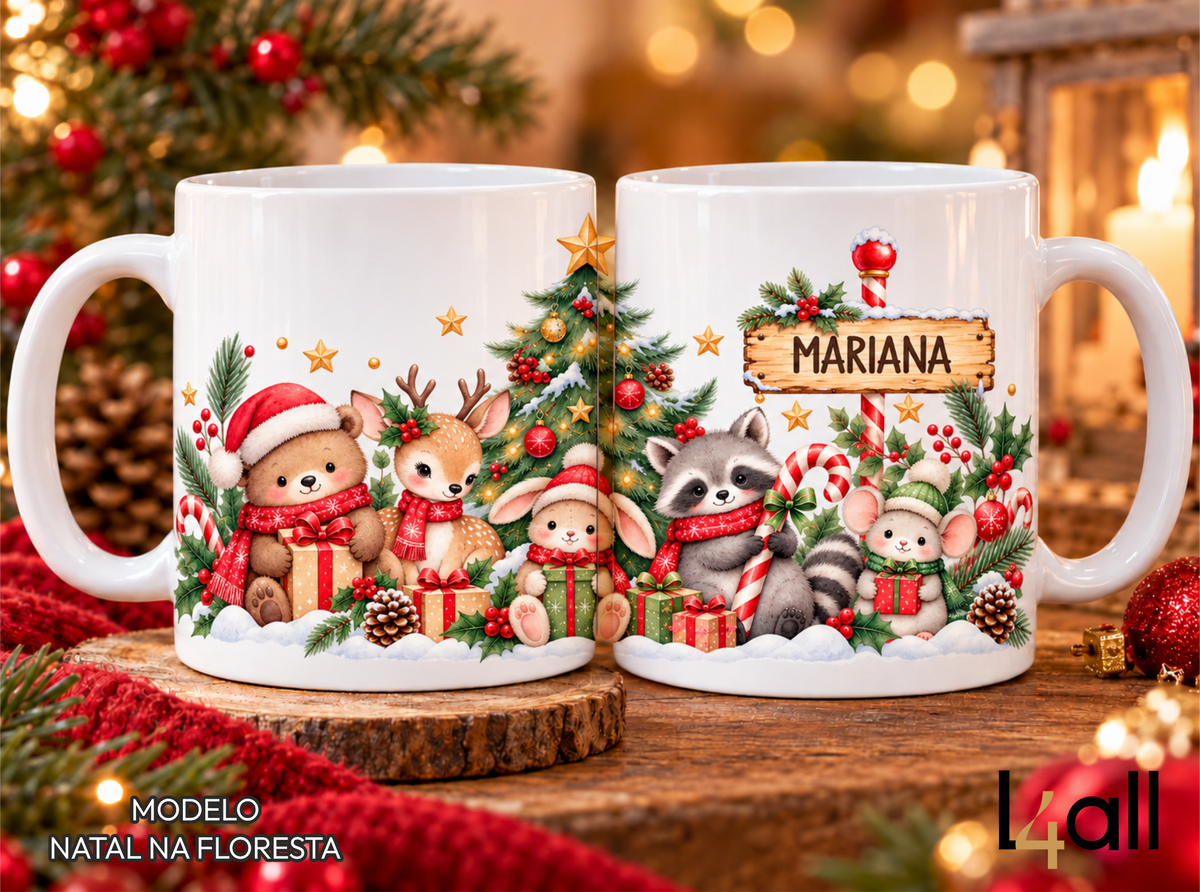 Caneca de Natal Personalizada | Natal na Floresta
