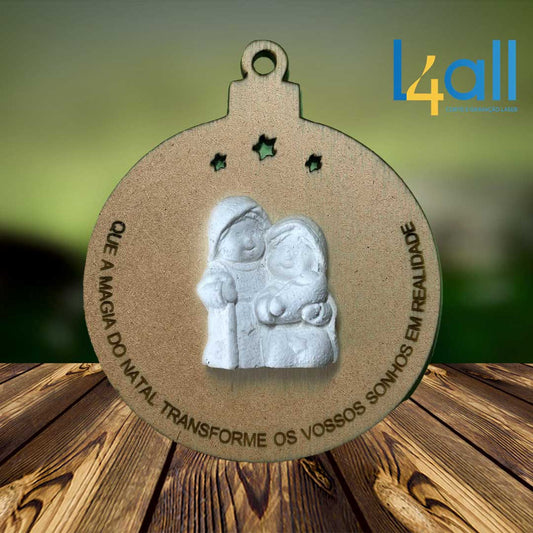 Bola de Natal – Presépio de Gesso com mensagem