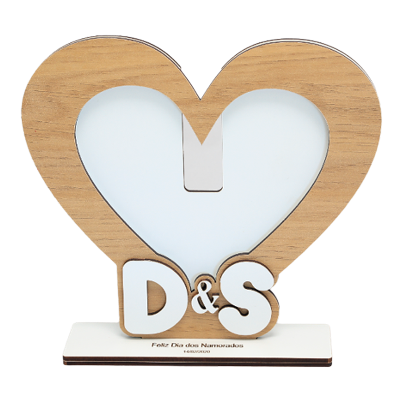 Moldura Heart Personalizada com Gravação - Porta-Retratos 19x18cm