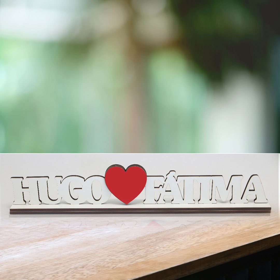 Placa Nomes com Coração (Com base)